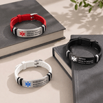 Personligt anpassat, justerbart ”Star of Life”-armband för medicinsk larmfunktion med ID-namnskylt och text – vardags- och resebruk, medicinsk present till patienter och barn
