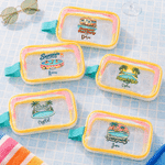 Personalised Palm Campervan Summer Pool Party Transparent Makeup Bag with Wrist Strap and Name Summer Holiday Pool Party Gift for Girls