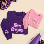 Personalized Puff Embossed Glitter Sports Mascot Sweatshirt with Team Name and Text Daily Wear Back to School Game Day Gift for Teammate Athlete