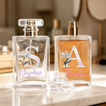 Personalised Pearl Effect Birth Flower Initial Refillable Perfume Bottle with Name Daily Use Birthday Gift for Women