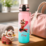 Personalized Chinese Lion Dance Cartoon Character 17 oz 22 oz 34 oz Water Bottle with Name and Initial Back to School Gift for Kids Teenagers