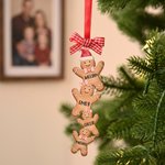 Personalised Cute Gingerbread Man Red Plaid Bow Basswood Christmas Ornament with 1-14 Name and Year Christmas Gift for Family