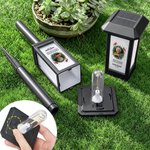 Personalisiertes Solar Grablicht mit Trauerspruch Blumenkranz & Foto | mit Namen & Datum | Garten | Friedhof | Erinnerung Geschenk für Hinterbliebene