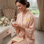 Personalised Glitter Text Ruffled V-Neck Satin Finish Robe Wedding Party Bridal Shower Gift for Bridesmaid Flower Girl