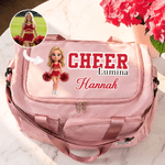 Grand sac de voyage personnalisé multicolore pour pom-pom girl, avec photo, prénom et bandoulière – Cadeau d'anniversaire ou pour un match, idéal pour les pom-pom girls