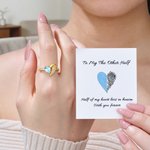 Personalised Half Heart Half Wing Birthstone Sterling Silver Ring with Engraved Text Dainty Jewellery Loss Memorial Sympathy Gift for Women