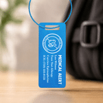 Personalised Identification Medical Alert Symbol ID Luggage Tag with Text Backpack Accessory Emergency Survival Birthday Gift for Autism Friend Family
