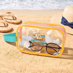 Personalised Palm Campervan Summer Pool Party Transparent Makeup Bag with Wrist Strap and Name Summer Holiday Pool Party Gift for Girls