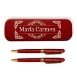Conjunto de bolígrafo y estuche personalizado con nombre grabado