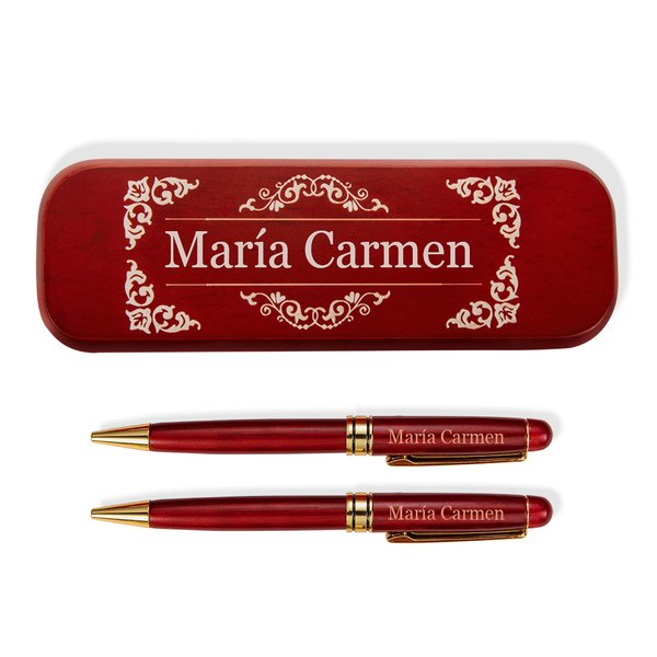 Conjunto de bolígrafo y estuche personalizado con nombre grabado