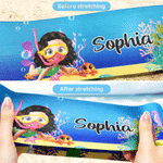 Personalised Cartoon Diving Character Sea Animal Coral Beach Chair Towel Strap with Name Beach Accessories Pool Party Birthday Gift for Diving Lovers