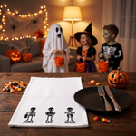 Personalized Halloween-Themed Skeleton Soft Waffle Tea Towel with Name Kitchen Decor Day of the Dead Halloween Gift for Family Friends