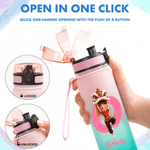 Personalized Chinese Lion Dance Cartoon Character 17 oz 22 oz 34 oz Water Bottle with Name and Initial Back to School Gift for Kids Teenagers