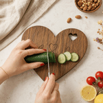 Personalized Heart Shape Name & Date Design Charcuterie Cheese Board with Knife Wedding Party Housewarming Gift for Newlyweds Family