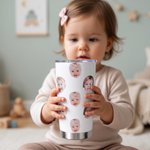 Personalized Cute 1-8 Face Photos 20 oz 40 oz Tumbler with Text and Straw Travel Accessories Birthday Gift for Family Friends