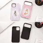 Personalised Watercolour Pet Photo Portrait Striped Phone Case for iPhone Samsung with Name Daily Use Birthday Gift for Pet Lovers