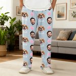 Personalised Horseshoe Paw Print Carrot Funny Face Photo Soft Pyjama Bottoms with Name Daily Wear Birthday Gift for Family Pet Owners