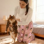 Personalised Horseshoe Paw Print Carrot Funny Face Photo Soft Pyjama Bottoms with Name Daily Wear Birthday Gift for Family Pet Owners