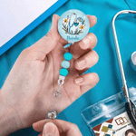 Personalised Stethoscope Birthstone Birth Flower Tassel Bead Retractable Badge Reel with Name Appreciation Birthday Gift for Doctor Nurse