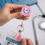 Personalised Stethoscope Birthstone Birth Flower Tassel Bead Retractable Badge Reel with Name Appreciation Birthday Gift for Doctor Nurse