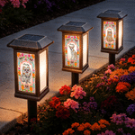 Personalized Waterproof Sugar Skull Pet Photo Solar Garden Light with Name Garden Use Memorial Day of the Dead Gift for Pet Owners Lovers