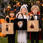 Personalised Cute Halloween Character Design Photo Large Capacity Jute Tote Bag with Name Halloween Party Gift for Family Kids