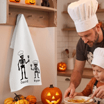 Personalized Halloween-Themed Skeleton Soft Waffle Tea Towel with Name Kitchen Decor Day of the Dead Halloween Gift for Family Friends