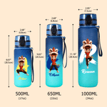 Personalized Chinese Lion Dance Cartoon Character 17 oz 22 oz 34 oz Water Bottle with Name and Initial Back to School Gift for Kids Teenagers