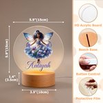 Personalised Black Birth Flower Fairy LED Night Light with Name and Wooden Base Room Decor Birthday Gift for African American Girls