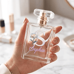 Personalised Pearl Effect Birth Flower Initial Refillable Perfume Bottle with Name Daily Use Birthday Gift for Women