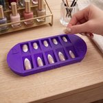 Personalized Multicolour 10-Groove Oval Nail Organizer Tray with Text Desk Decor Anniversary Birthday Gift for Women and Manicurists