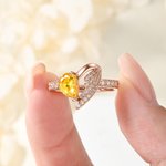 Personalised Half Heart Half Wing Birthstone Sterling Silver Ring with Engraved Text Dainty Jewellery Loss Memorial Sympathy Gift for Women