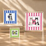 Personalised Multi-Colour Pet Flag Square Acrylic Plaque Desktop Decor Back to School Anniversary Gift for College Students Pet Lovers
