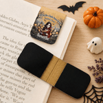 Personalized Cartoon Vampire Magnetic PU Leather Bookmark Clip with Name and Photo Halloween Gift for Book Lovers Bookworms