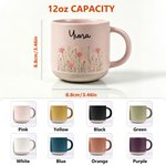 Personalized Multicolor Birth Flower 12 oz Ceramic Mug with Name Daily Use Anniversary Birthday Gift for Woman Coworker Friend Daughter