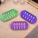 Personalized Multicolour 10-Groove Oval Nail Organizer Tray with Text Desk Decor Anniversary Birthday Gift for Women and Manicurists