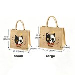Personalised Halloween-Themed Fun Cat Head Large Capacity Jute Tote Bag with Name Halloween Party Gift for Family Kids