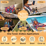 Personalized Underwater World Cartoon Photo Character Soft Oversized Quick-Dry Beach Towel with Name Birthday Gift for Kids
