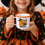 Personalized Halloween Cartoon Character Photo 12 oz Enamel Mug with Name and Initial Halloween Party Gift for Kids