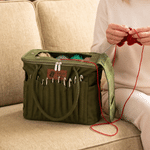 Personalized Yarn Pattern Large Capacity Canvas Storage Bag with Name Daily Use Sewing Birthday Gift for Crafters Knitters