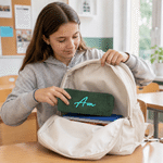 Gepersonaliseerd, veelkleurig en stevig potloodetui van corduroy met naam – cadeau voor het nieuwe schooljaar of een verjaardag, voor studenten en collega’s