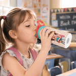 Personalised Cute Photo Cartoon Character 12 oz Insulated Water Bottle with Name and Straw Back to School Gift for Boys Girls
