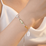 Personalized Birthstone Baby's Breath Flower Adjustable Bracelet with Name Exquisite Jewelry Daily Wear Birthday Anniversary Gift for Girls Women