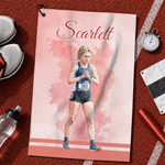 Personalized Watercolour Marathon Themed Quick Dry Sports Towel with Photo Name and Lanyard Marathon Race Day Birthday Gift for Marathon Runners