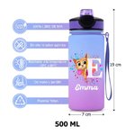 Botella de agua infantil personalizada con inicial y animal con pajita de silicona de 500 ml regalo de cumpleaños vuelta al cole para niños y niñas