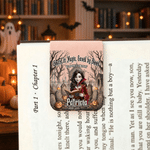Personalized Cartoon Vampire Magnetic PU Leather Bookmark Clip with Name and Photo Halloween Gift for Book Lovers Bookworms