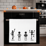 Personalized Halloween-Themed Skeleton Soft Waffle Tea Towel with Name Kitchen Decor Day of the Dead Halloween Gift for Family Friends