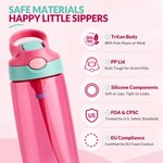 Henkilökohtainen söpö naurava eläinkuvio nimi 16 oz Kid vesipullo silikoni olki ja kahva syntymäpäivä takaisin kouluun lahja pojille tytöille