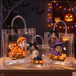 Personalized Halloween Photo Cartoon Character Transparent Gift Bag with Ribbon and Name Halloween Gift for Kids