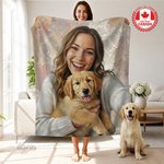 Personalized Oil Painting Style Pet Photo Soft Throw Blanket with Name Ship from Canada Home Decor Birthday Pet Memorial Gift for Pet Lovers